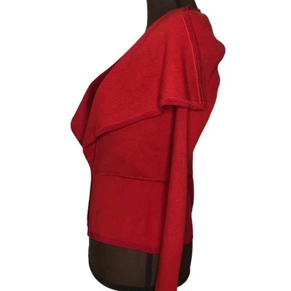 CACHE Long Sleeve Wide Neck Red Cardigan Sweater - Picture 6 of 10